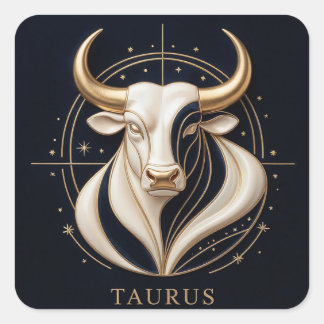 ♉ Elegant Taurus Zodiac Gold Bull Astrology ✨ Square Sticker
