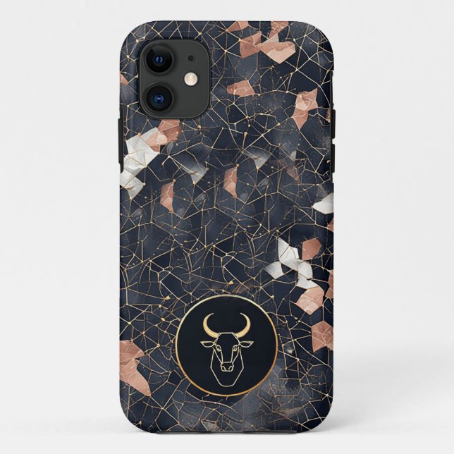 Elegant Taurus Zodiac Sign Design Case-Mate iPhone Case (Back)