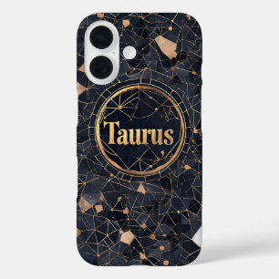 Elegant Taurus Zodiac Sign Design iPhone 16 Case