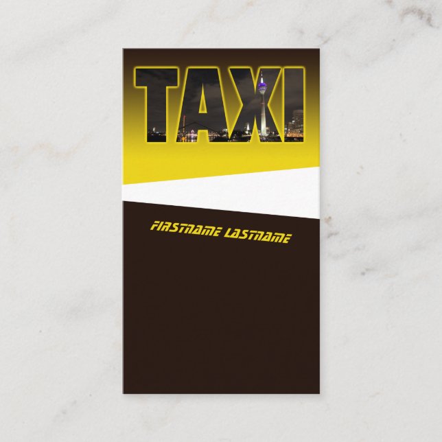 Elegant TAXI skyline for taxi driver cabdriver Business Card (Front)