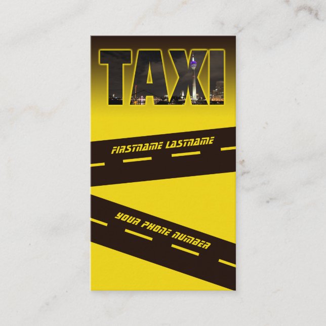 Elegant TAXI skyline for taxi driver cabdriver Business Card (Front)