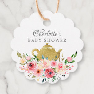 Elegant Tea Baby Shower Favour Gift Tag