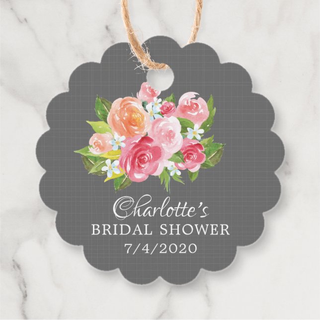 Elegant Tea Bridal Shower Favour Gift Tag (Back)