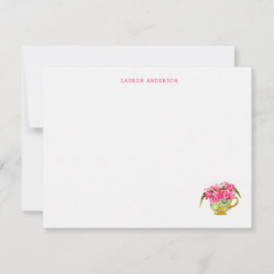 Elegant Tea cup with pink roses flat Thank you