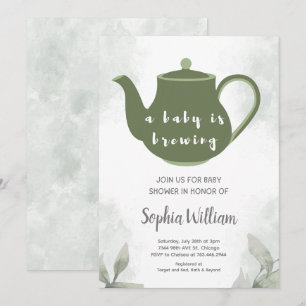 Elegant Tea Party Baby Shower Baby Is Brewing  Invitation