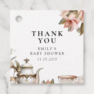 Elegant Tea Party Baby Shower Favour Tags