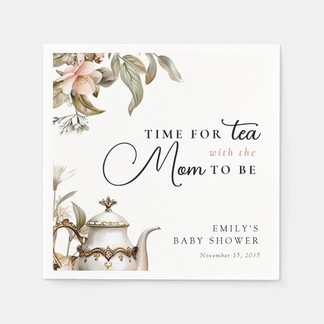 Elegant Tea Party Baby Shower Napkin (Front)