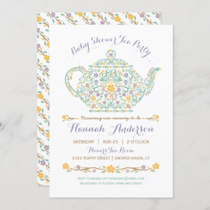 Elegant Tea Party Baby Shower - Teapot Invitation