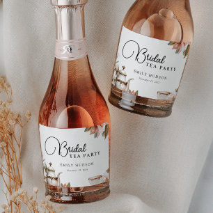 Elegant Tea Party Bridal Shower Sparkling Wine Label