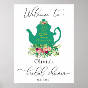 Elegant Tea Party Bridal Shower Welcome Sign