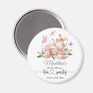 Elegant Tea Party Butterflies Bridal Shower  Magnet