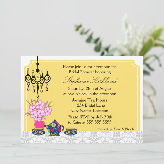 Elegant Tea Party Invitation (Standing Front)