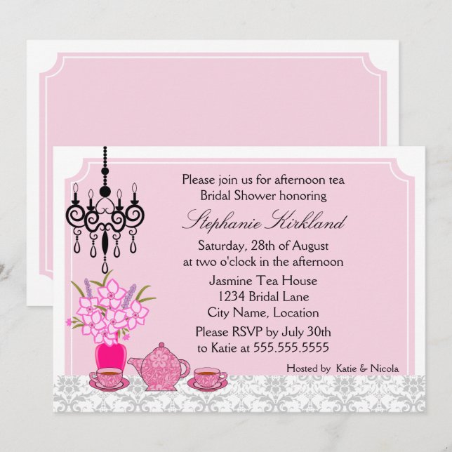 Elegant Tea Party Invitation (Front/Back)
