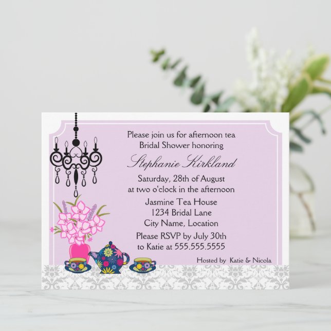 Elegant Tea Party Invitation (Standing Front)