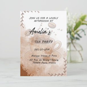 Elegant Tea Party Invitation Watercolor Floral 