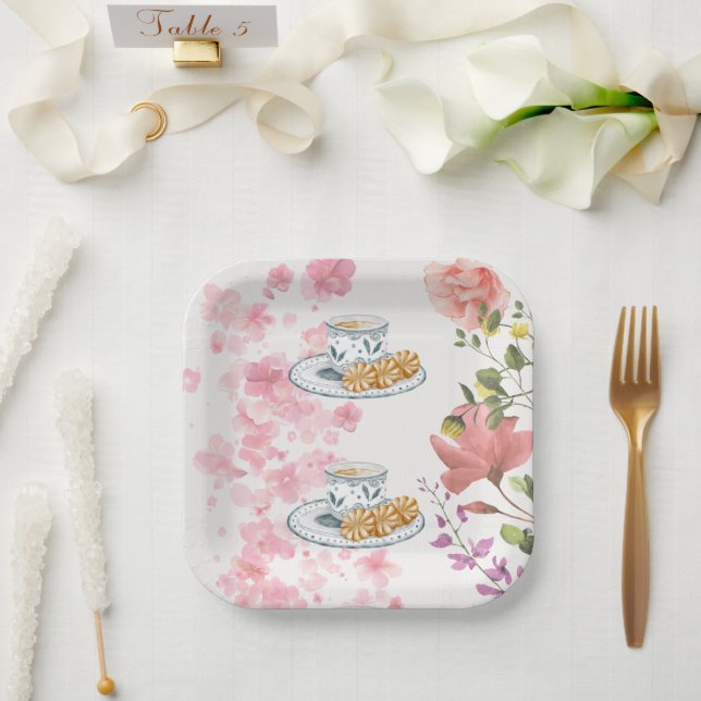 Elegant Tea Party Vibes Paper Plate (Wedding)