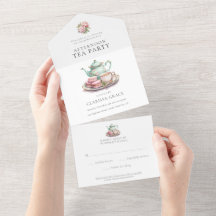 Elegant Tea Party Watercolor All in One