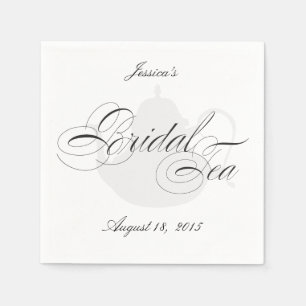Elegant Tea Pot Bridal Shower Personalised Napkins