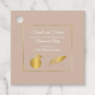 Elegant Teacher Pastel Brown Retirement Party Favour Tags