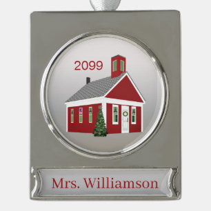 Elegant Teacher Principal Banner Personalized  Silver Plated Banner Ornament