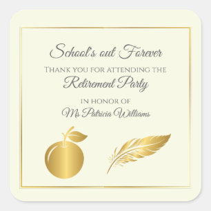 Elegant Teachers Golden Pastel Retirement Party  Square Sticker