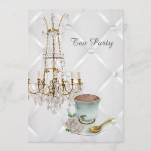 elegant teacup chandelier vintage tea party invitation