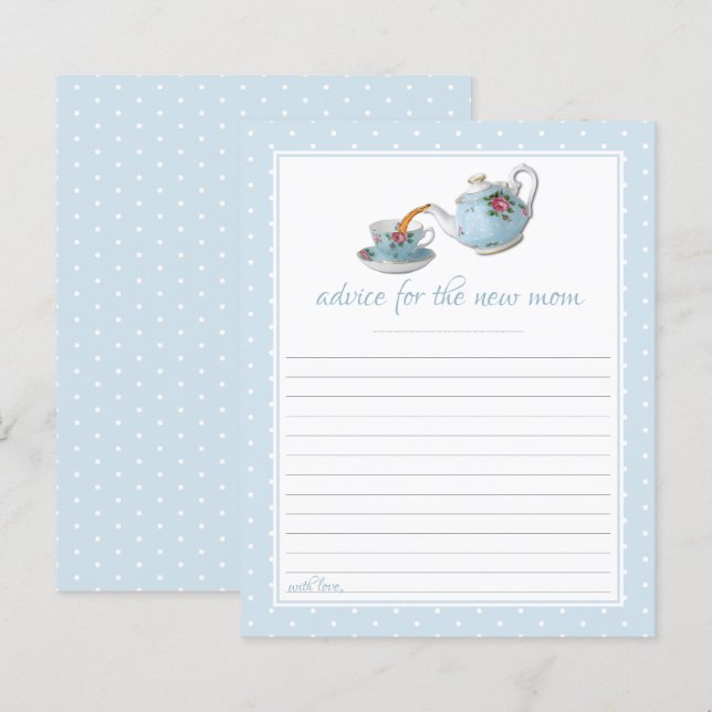Elegant Teacups Baby Shower Tea Party Advice (Front/Back)
