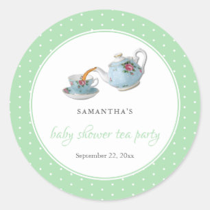 Elegant Teacups Baby Shower Tea Party Classic Round Sticker