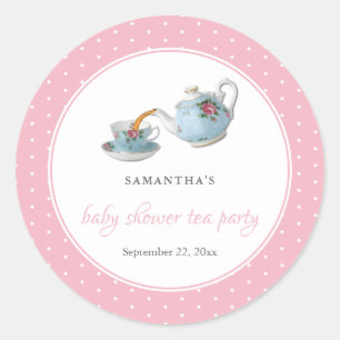 Elegant Teacups Baby Shower Tea Party Classic Round Sticker