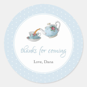 Elegant Teacups Baby Shower Tea Party Classic Round Sticker