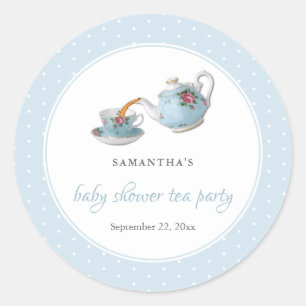 Elegant Teacups Baby Shower Tea Party Classic Round Sticker
