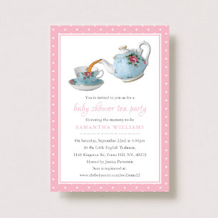Elegant Teacups Baby Shower Tea Party Invitation