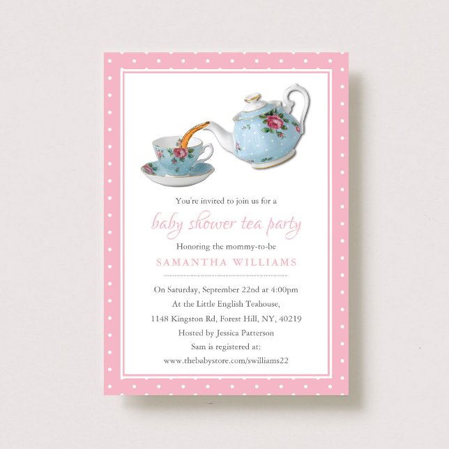 Elegant Teacups Baby Shower Tea Party Invitation (Creator Uploaded)