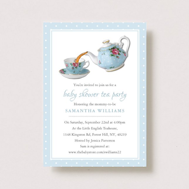 Elegant Teacups Baby Shower Tea Party Invitation (Creator Uploaded)
