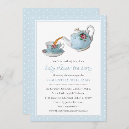 Elegant Teacups Baby Shower Tea Party Invitation Zazzle Co Uk