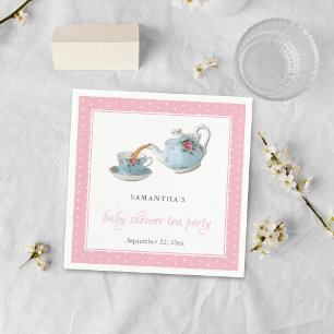 Elegant Teacups Baby Shower Tea Party Napkin