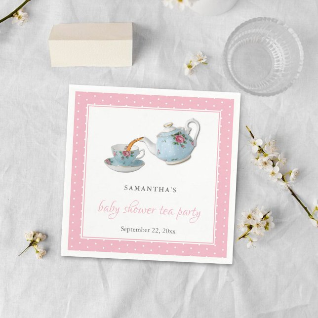 Elegant Teacups Baby Shower Tea Party Napkin (Creator Uploaded)