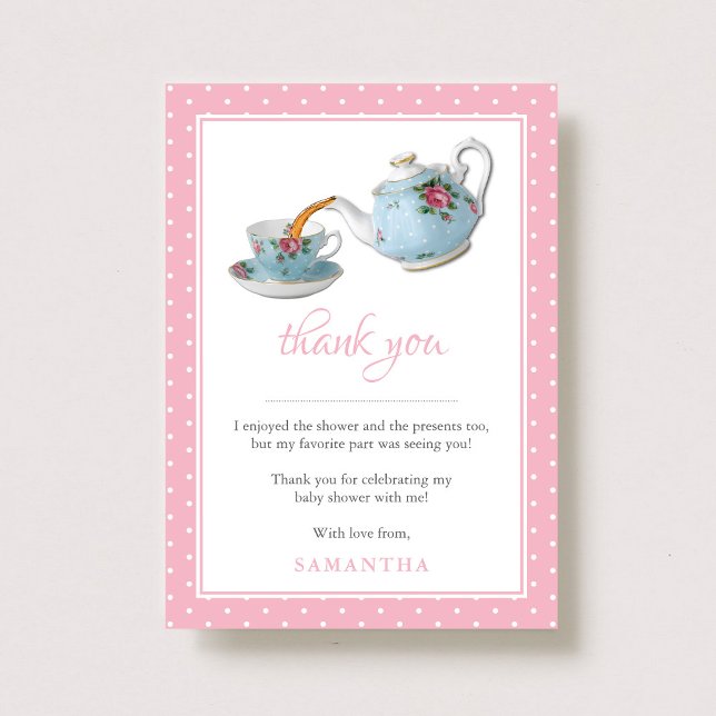 Elegant Teacups Baby Shower Tea Party Thank You Card (Creator Uploaded)
