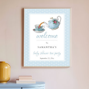 Elegant Teacups Baby Shower Tea Party Welcome Sign