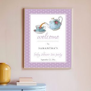 Elegant Teacups Baby Shower Tea Party Welcome Sign
