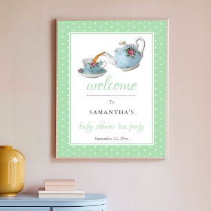 Elegant Teacups Baby Shower Tea Party Welcome Sign
