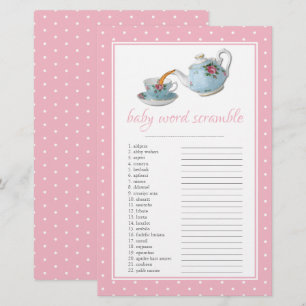 Elegant Teacups Baby Shower Tea Party Word Screabl