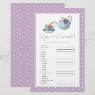 Elegant Teacups Baby Shower Tea Party Word Screabl