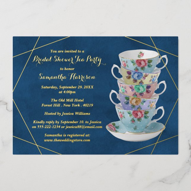 Elegant Teacups Bridal Shower Tea Party Real (Front)