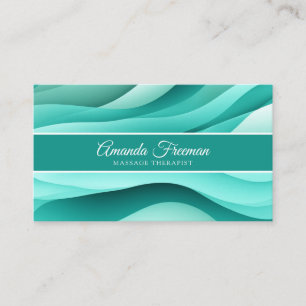 Elegant Teal Abstract Waves Massage Therapy Business Card