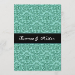 Elegant TEAL and AQUA Damask Wedding Invitation