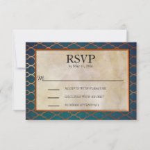 Elegant Teal and Copper Wedding RSVP