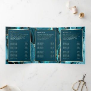 Elegant Teal and Gold Agate Trifold Brochure