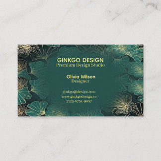 Elegant Teal and Gold Botanical Floral Business Card