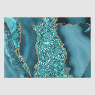 Elegant Teal and Gold Glitter Ocean Agate Tissue Paper